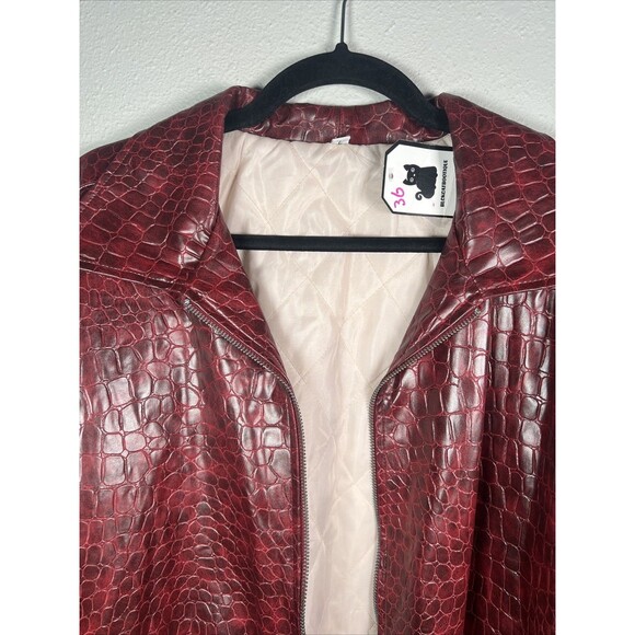 Faux Leather Crocodile Burgundy Jacket #36 - Picture 5 of 7